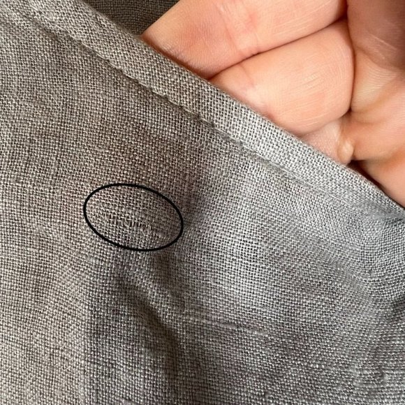 Francesca Bettini Linen Dress Medium Shift Baby Doll Gray Eyelet Flaw - Picture 9 of 10